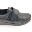 scandi Damen Klett Halbschuh schwarz mit Muster, leichtes Warmfutter