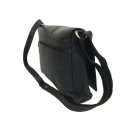 A4-Überschlagtasche, Leder mit langem Henkel, schwarz