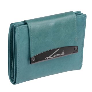 Damen-Brieftasche, Leder, breite Klappe, grün