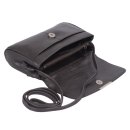 dunkelgraue Leder-Abendtasche länglich, Unterarmtasche mit Mitteltrennwand