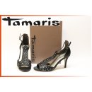 Tamaris Sandale schwarz Glitzersteinchen am Steg 7 cm Absatz