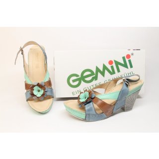 Gemini Da-Sandale jeansblau-braun 7 cm Absatz