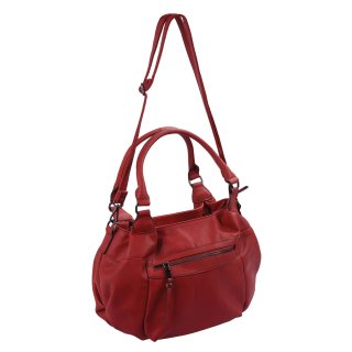 knautschige Handtasche mit kurzen und langem Henkel, rot