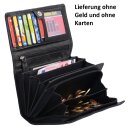 Damenlangbörse Leder schwarz mit Klappe und...