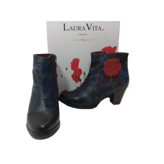 Laura Vita Stiefelette blau mit roter Blume 37