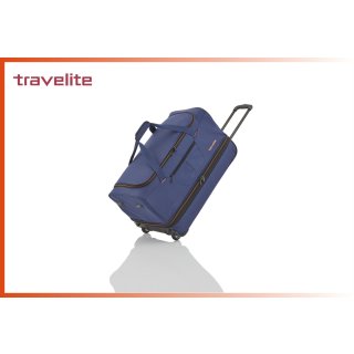 kleine Travelite Basics Trolley-Reisetasche S 55cm, mit Dehnfalte, marine/orange