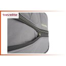 große Travelite Basics Trolley-Reisetasche L 70cm, mit Dehnfalte, grau/grün