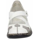 Rieker Damen Ballerina weiß kombi Leder mit Klettverschluss