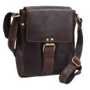 Sportliche braune Lederschultertasche mit verstellbarem Gurt