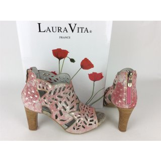Laura Vita Damen Sandale rose, 7 cm Absatz, Reißverschluß an der Ferse