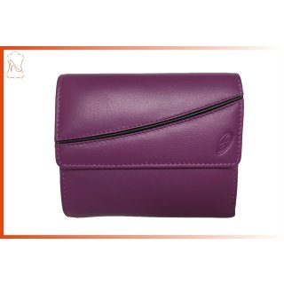 lila Damenbrieftasche mit schwarzem Streifen, Leder Frauenbörse