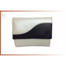 metallic weiß / schwarze Damenbörse, Leder, Brieftasche, Gelbörse