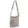 Damenhandtasche cream-beige, grau, flache helle Reißverschlusstasche