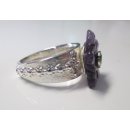 Edelschmiede925 Silber Ring mit Amethyst Blüte und Zirkonia Grün