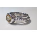 Edelschmiede925 Silber Ring mit facettiertem Citrin u Kugelmotiv