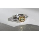 Edelschmiede925 Silber Ring mit facettiertem Citrin u Kugelmotiv