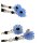 lange Ohrstecker mit Blauachatblüten und Onyxpampel in 925/ Sterling Silber - Unikat -