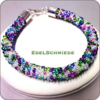 Edelschmiede925 Häkelarmband, Farbmix, 925/- Verschluß