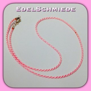 Edelschmiede925 Seidenkordel in rosa, 925/- Verschluß, 45 cm