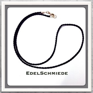 Edelschmiede925 Seidenkordel in schwarz, 925/- Verschluß, 45 cm