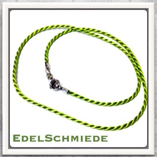 Edelschmiede925 Seidenkordel in Grün, 925/- Verschluß, 40 cm