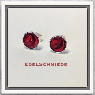 Edelschmiede925 Rote Rosen Motiv als Ohrstecker in 925/- Silber