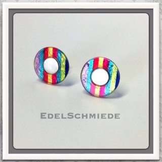 Edelschmiede925 flache Ohrringe mit bunter Acrylplatte,...