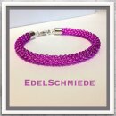Edelschmiede925 Häkelarmband Pink aus Glasperlen mit...