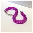 Edelschmiede925 Häkelarmband Pink aus Glasperlen mit...