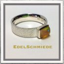 Edelschmiede925 Silberring mit Opal, eismatt, 925/-