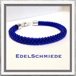 Edelschmiede925 Häkelarmband Marineblau mit 925/- Verschluß