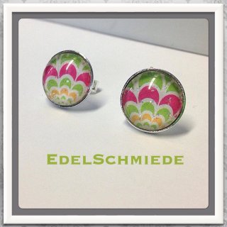 Edelschmiede925 Ohrstecker Silber 925 gemustert in grün,...