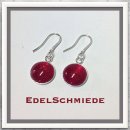Edelschmiede925 Ohrhänger Silber 925/- Glascabochon rot glitter