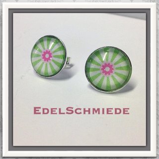 Edelschmiede925 Ohrstecker Silber 925 bunt gemustert (grün)