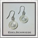 Edelschmiede925 Ohrhänger Silber 925/- Glascabochon weiß mit Rose
