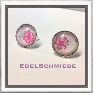 Edelschmiede925 Ohrstecker Silber 925 weiß mit rosa Blüte