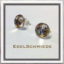 Edelschmiede925 Ohrstecker 925/-  Glascabochon 10 mm bicolor
