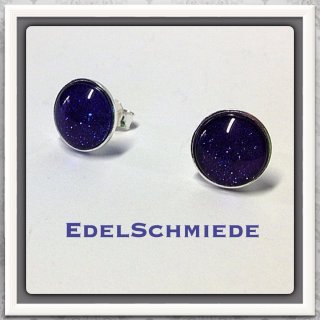Edelschmiede925 Ohrstecker 925/-  Glascabochon 10 mm lila glitter