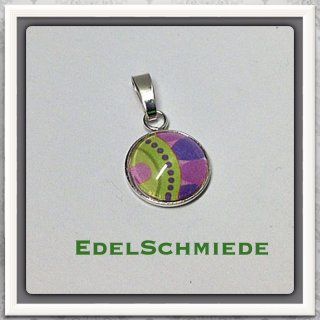 Edelschmiede925 Anhänger 925/- mit Glascabochon grün / lila