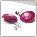Edelschmiede925 Ohrringe aus 925/- Silber mit pink Perlmuttknopf