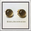 Edelschmiede925 Ohrclips 925/- verg. mit Glascabochon Goldglitter