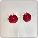 Edelschmiede925 Ohrclips 925/- mit Glas - Cabochon rot...