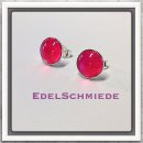 Edelschmiede925 Ohrstecker 925/-  Glascabochon 10 mm pink