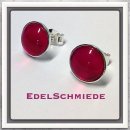 Edelschmiede925 Ohrstecker 925/-  Glascabochon 10 mm Pinky