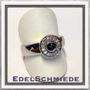 Edelschmiede925 Weißgold Ring 585/- mit Safir und Brillanten