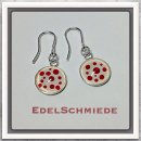 Edelschmiede925 Ohrhänger Silber 925/- Glascabochon rote Punkte