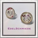 Edelschmiede925 Ohrstecker 925/- Glascab. pink Glitter auf weiß