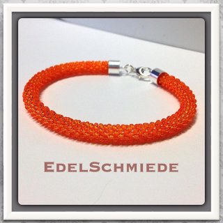 Edelschmiede925 Häkelarmband orange klar mit 925/- Verschluß