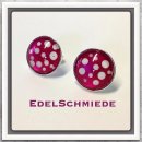 Edelschmiede925 Ohrstecker 925 Silber Glascabochon Pink...