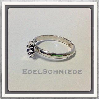 Edelschmiede925 schmaler Silberring mit kleiner Blüte 925 Ringgröße 58